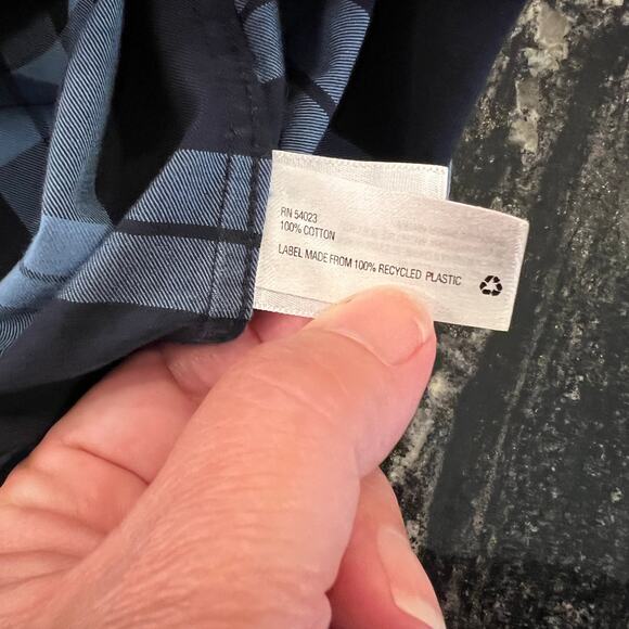 Gap Men’s Navy Blue Plaid Button Down Long Sleeve Cotton Shirt - SIZE XXXL - Picture 5 of 7